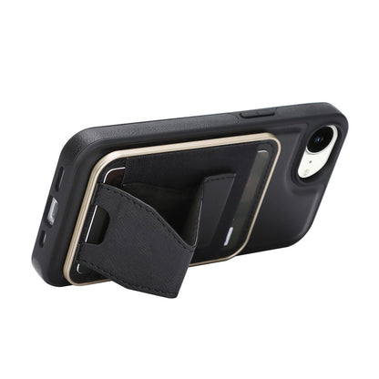 For iPhone 16e  /  17e Magnetic Case with Detachable Card Holder Kickstand TPU + PU Back Cover Compatible with MagSafe