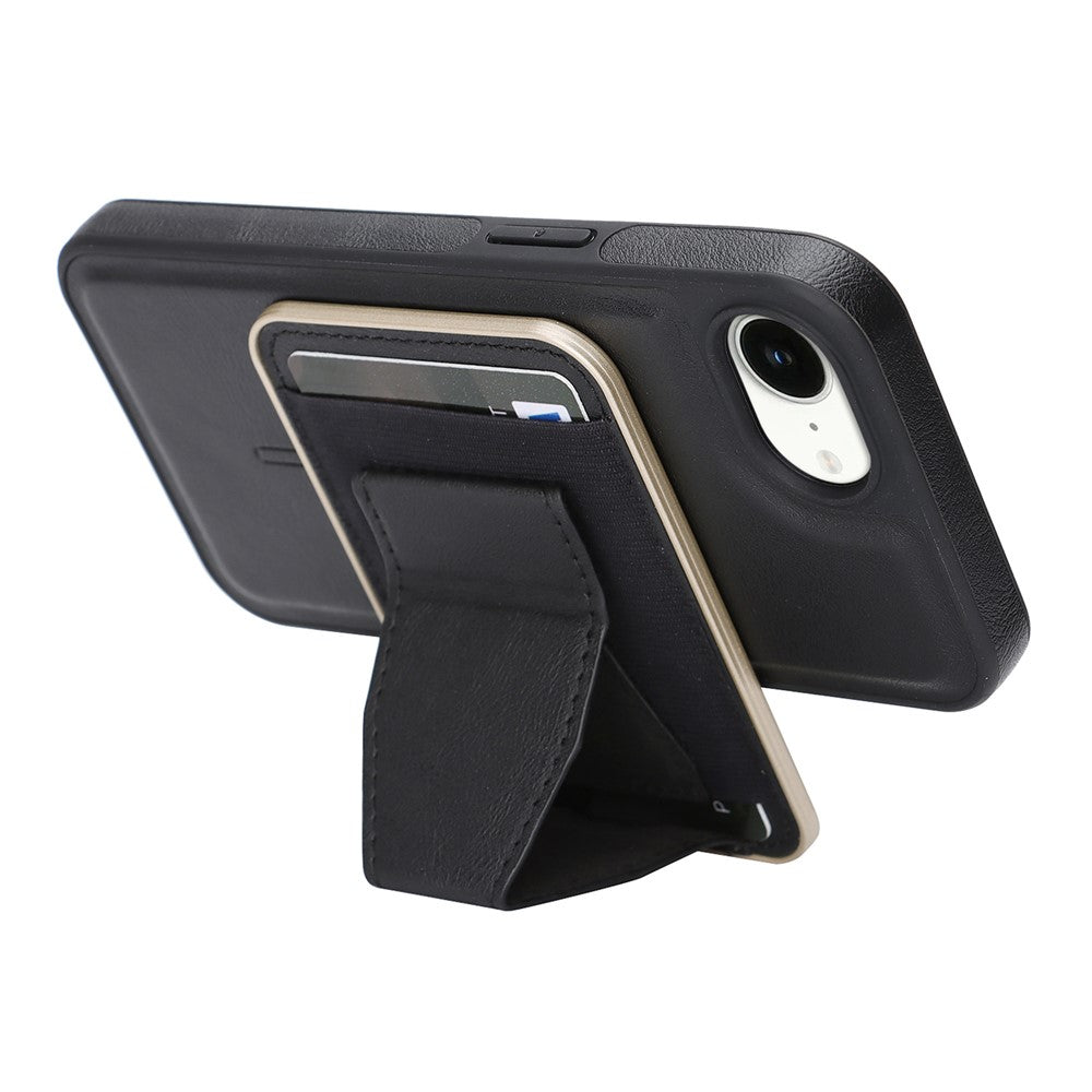 For iPhone 16e  /  17e Magnetic Case with Detachable Card Holder Kickstand TPU + PU Back Cover Compatible with MagSafe
