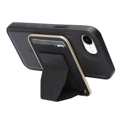 For iPhone 16e  /  17e Magnetic Case with Detachable Card Holder Kickstand TPU + PU Back Cover Compatible with MagSafe