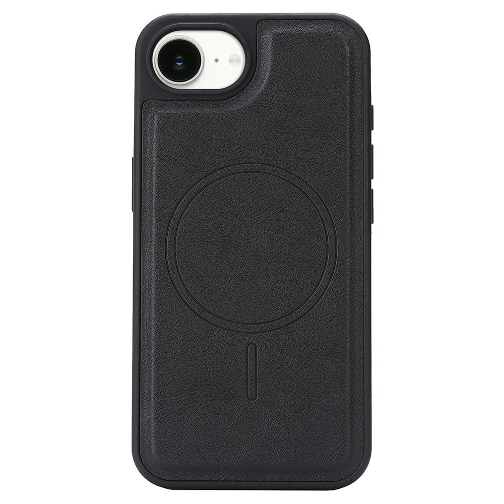 For iPhone 16e  /  17e Magnetic Case with Detachable Card Holder Kickstand TPU + PU Back Cover Compatible with MagSafe