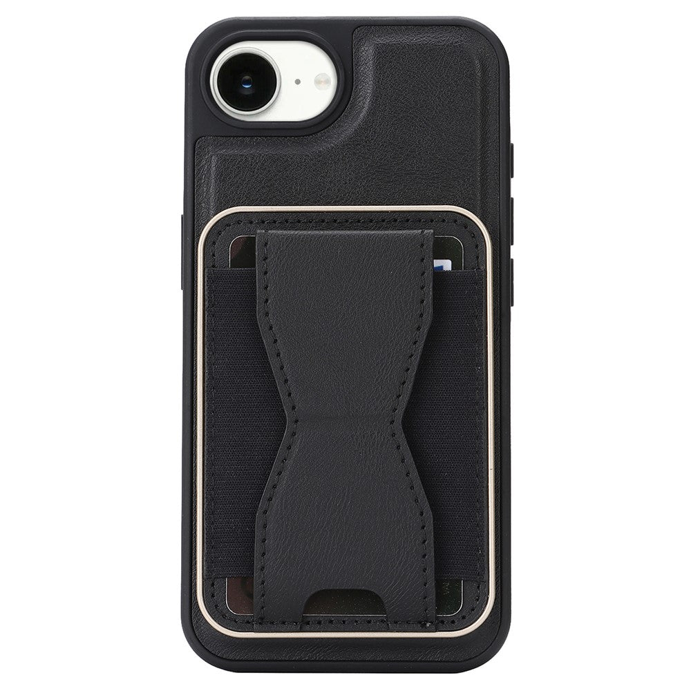 For iPhone 16e  /  17e Magnetic Case with Detachable Card Holder Kickstand TPU + PU Back Cover Compatible with MagSafe