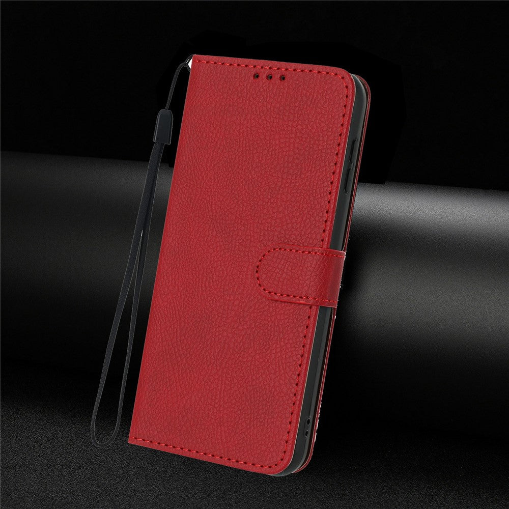 For Samsung Galaxy S26 Ultra Wallet Case Litchi Texture Leather Flip Cover with Card Slots and Hand Strap