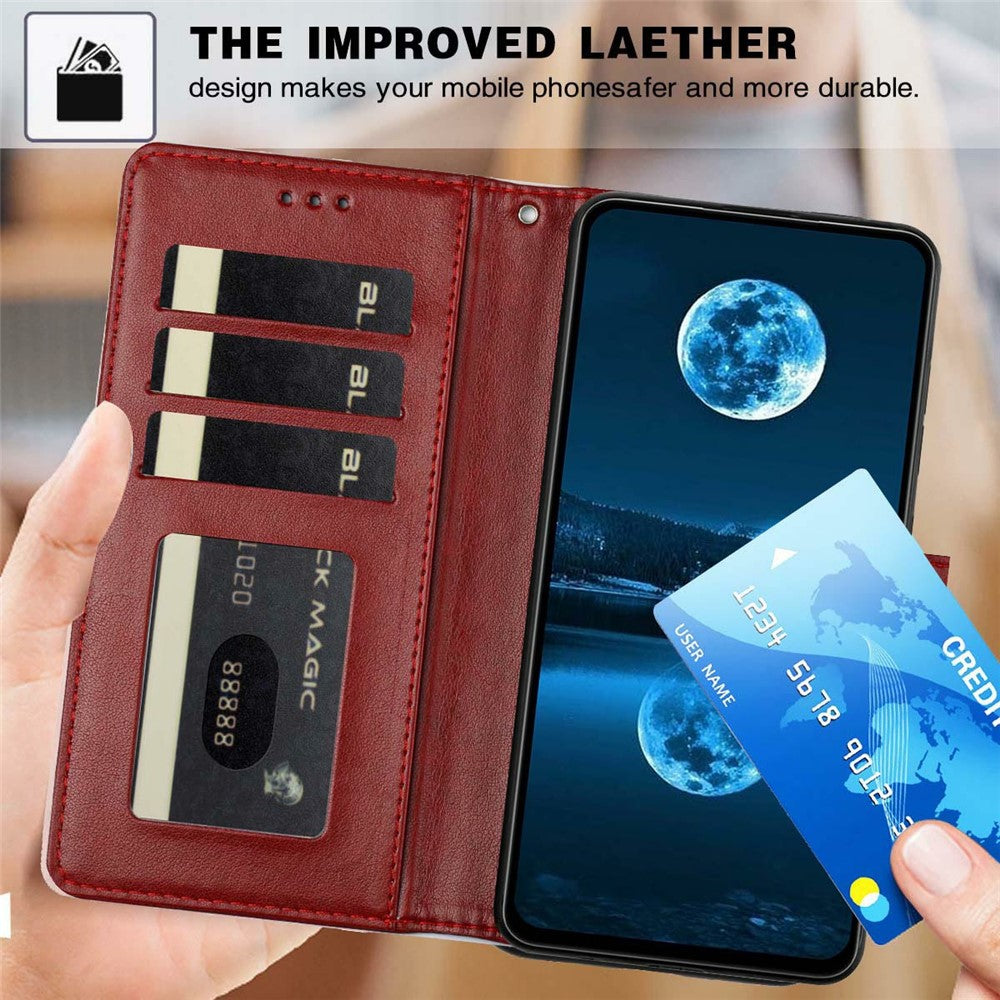 For Samsung Galaxy S26 Ultra Wallet Case Litchi Texture Leather Flip Cover with Card Slots and Hand Strap