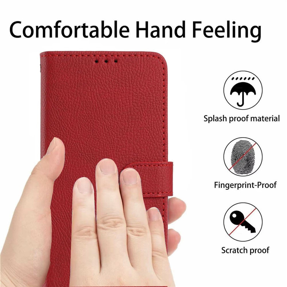 For Samsung Galaxy S26 Ultra Wallet Case Litchi Texture Leather Flip Cover with Card Slots and Hand Strap