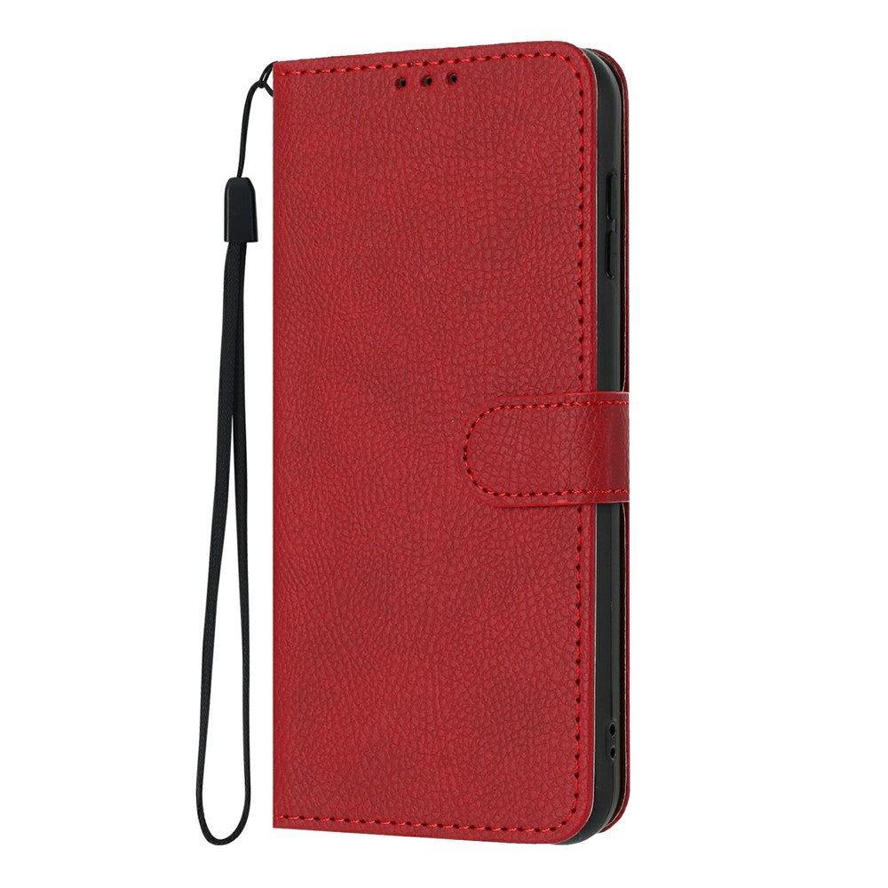 For Samsung Galaxy S26 Ultra Wallet Case Litchi Texture Leather Flip Cover with Card Slots and Hand Strap