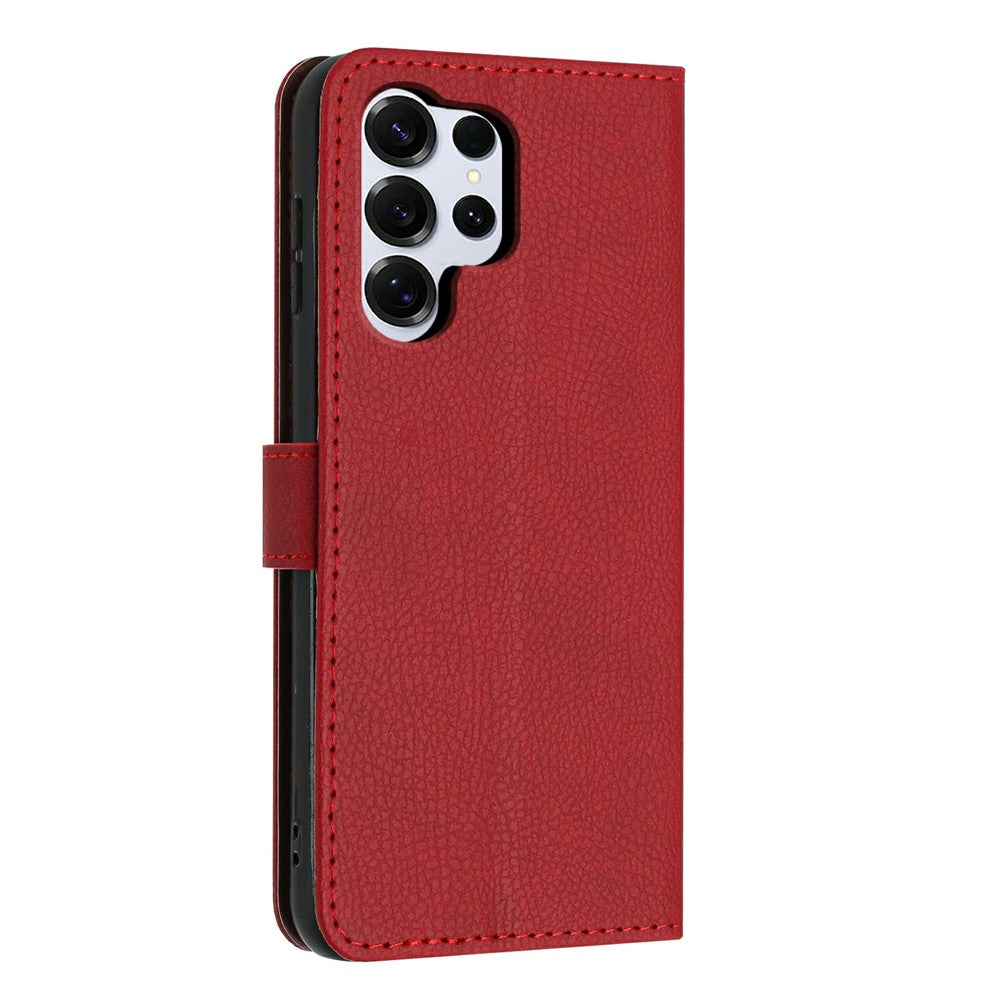 For Samsung Galaxy S26 Ultra Wallet Case Litchi Texture Leather Flip Cover with Card Slots and Hand Strap