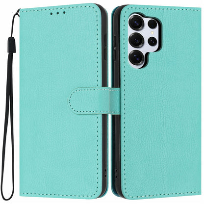 For Samsung Galaxy S26 Ultra Wallet Case Litchi Texture Leather Flip Cover with Card Slots and Hand Strap