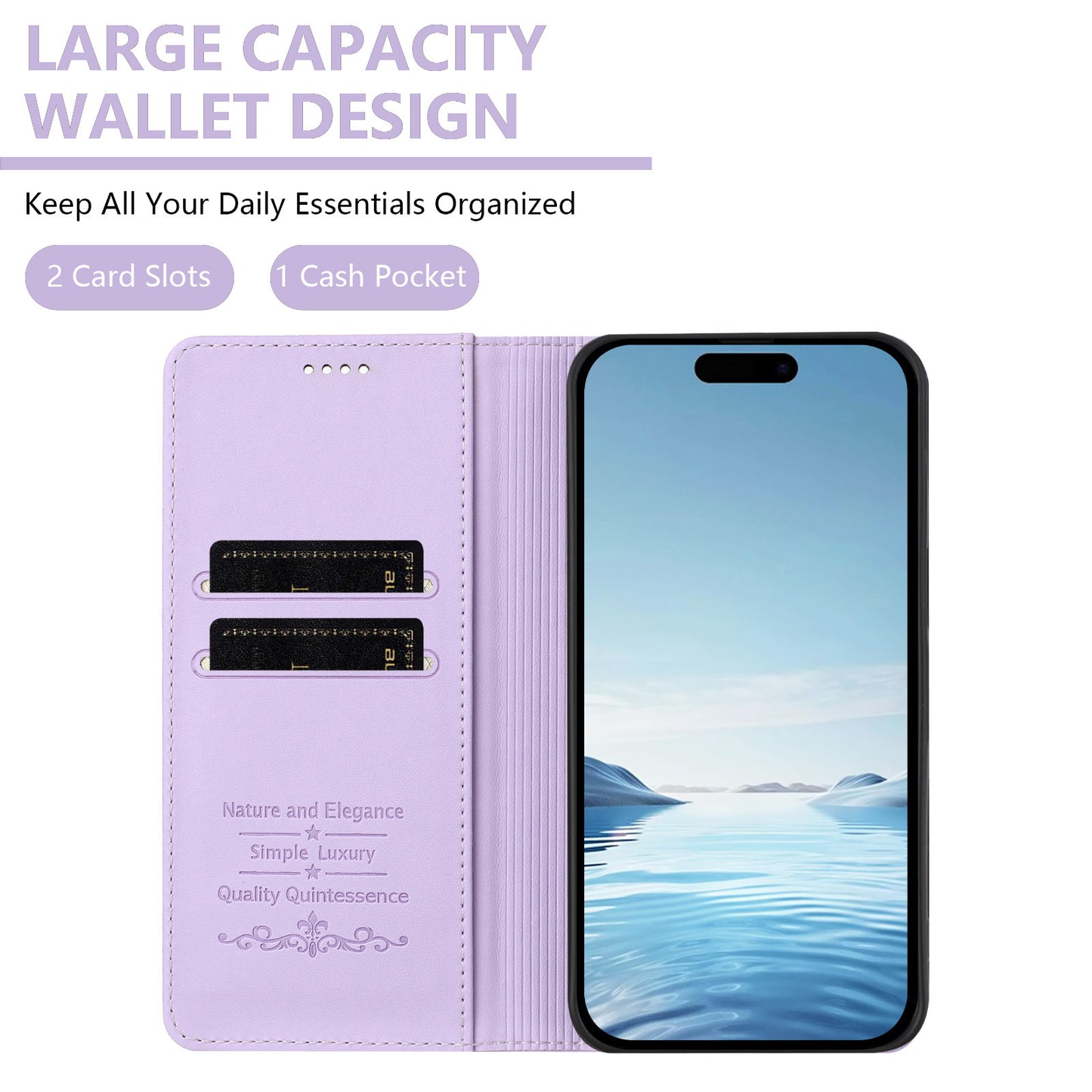 For iPhone 17e / iPhone 17 Wallet Case RFID Blocking Butterfly Imprinted Magnetic Flip Leather Cover