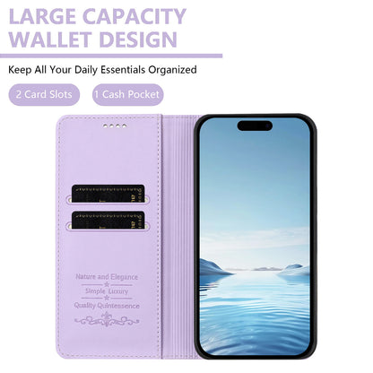For iPhone 17 Pro Wallet Case RFID Blocking Butterfly Imprinted Magnetic Flip Leather Cover