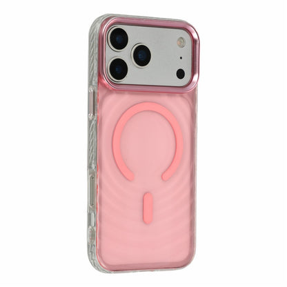 For iPhone 17 Pro Max Magnetic Case Ripple Pattern Clear Acrylic PC Protective Cover Compatible with MagSafe