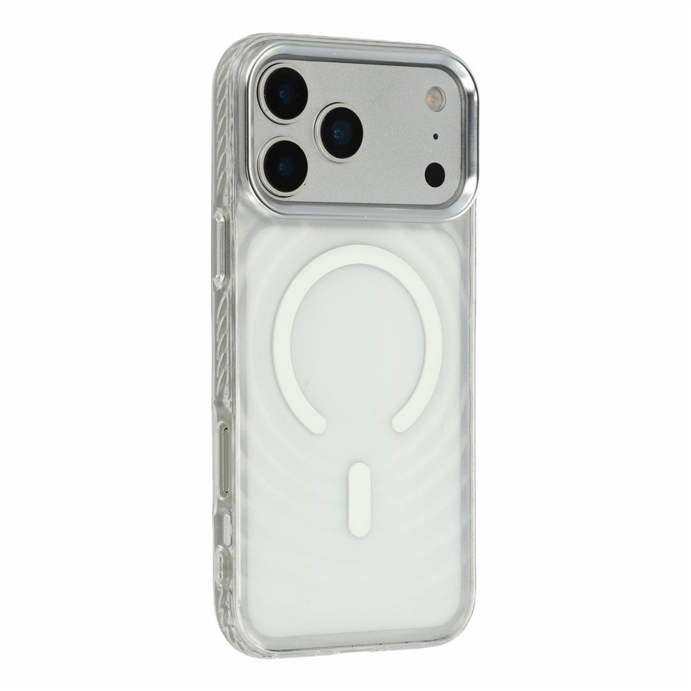 For iPhone 17 Pro Max Magnetic Case Ripple Pattern Clear Acrylic PC Protective Cover Compatible with MagSafe