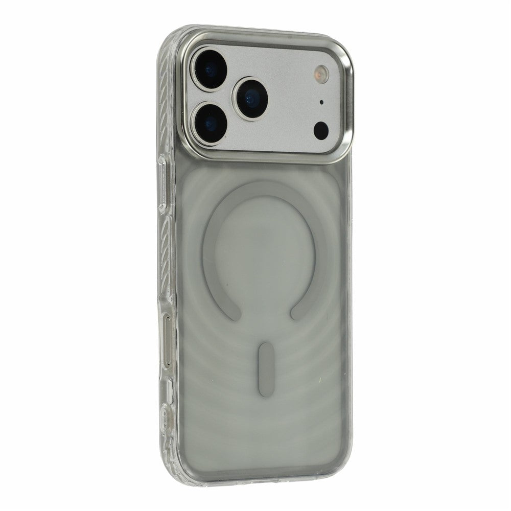 For iPhone 17 Pro Max Magnetic Case Ripple Pattern Clear Acrylic PC Protective Cover Compatible with MagSafe
