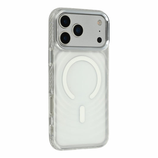 For iPhone 17 Pro Magnetic Case Ripple Pattern Clear Acrylic PC Protective Cover Compatible with MagSafe