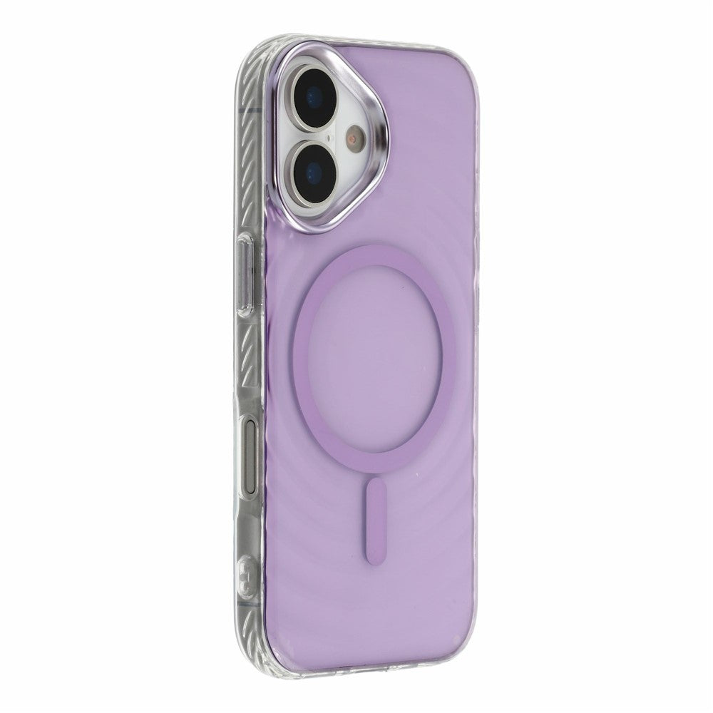 For iPhone 17 Magnetic Case Ripple Pattern Clear Acrylic PC Protective Cover Compatible with MagSafe