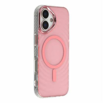 For iPhone 17 Magnetic Case Ripple Pattern Clear Acrylic PC Protective Cover Compatible with MagSafe