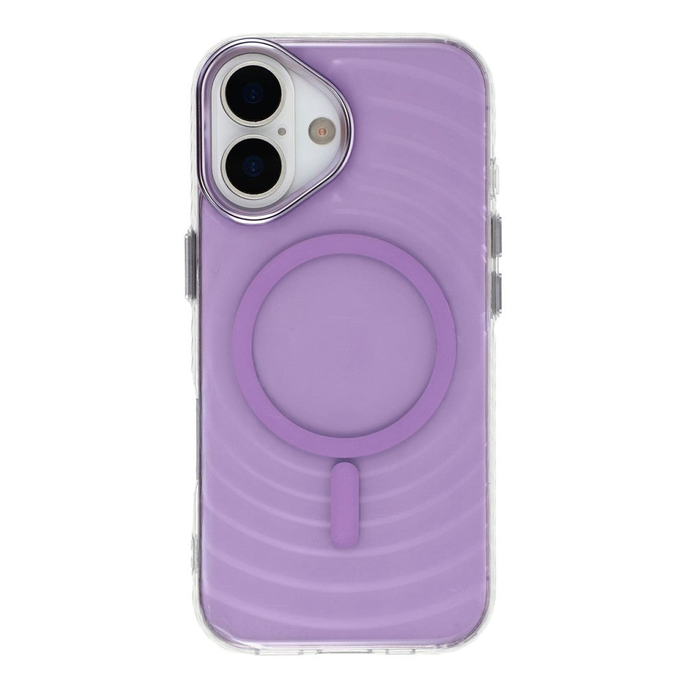 For iPhone 16 Magnetic Case Ripple Pattern Clear Acrylic PC Protective Cover Compatible with MagSafe