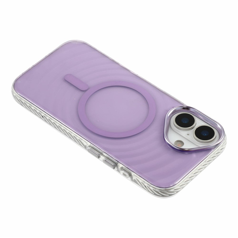 For iPhone 16 Magnetic Case Ripple Pattern Clear Acrylic PC Protective Cover Compatible with MagSafe