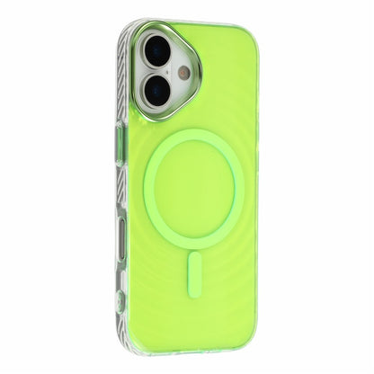 For iPhone 16 Magnetic Case Ripple Pattern Clear Acrylic PC Protective Cover Compatible with MagSafe