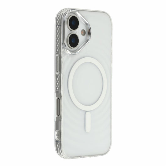 For iPhone 16 Magnetic Case Ripple Pattern Clear Acrylic PC Protective Cover Compatible with MagSafe