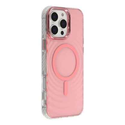 For iPhone 16 Pro Max Magnetic Case Ripple Pattern Clear Acrylic PC Protective Cover Compatible with MagSafe