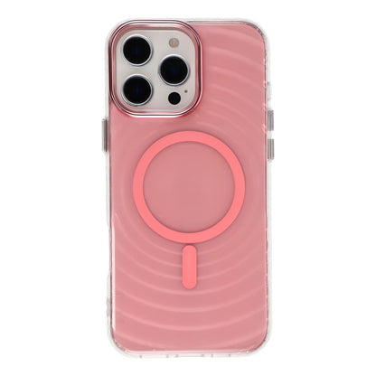 For iPhone 16 Pro Max Magnetic Case Ripple Pattern Clear Acrylic PC Protective Cover Compatible with MagSafe