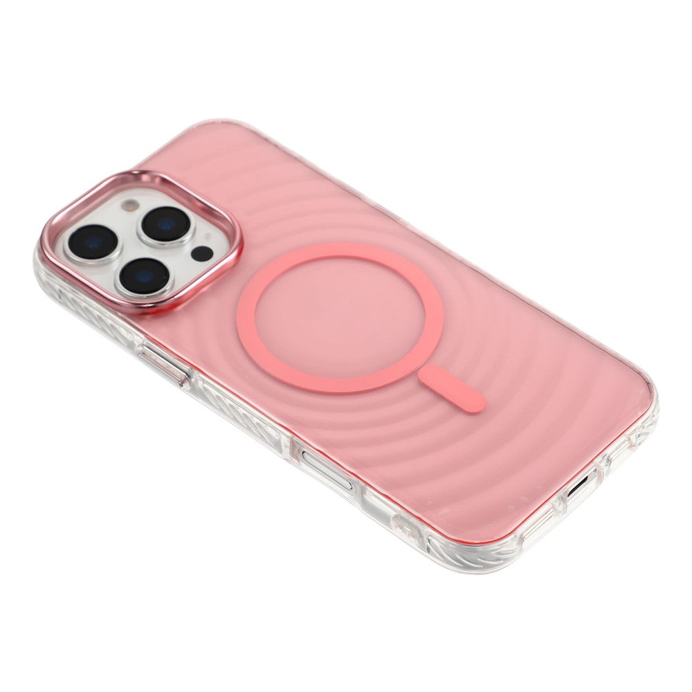 For iPhone 16 Pro Max Magnetic Case Ripple Pattern Clear Acrylic PC Protective Cover Compatible with MagSafe