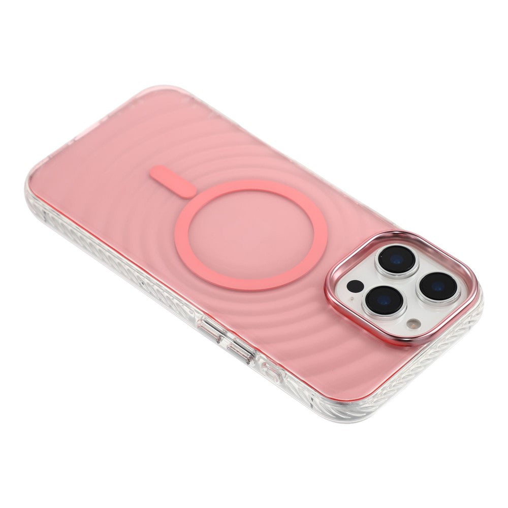 For iPhone 16 Pro Max Magnetic Case Ripple Pattern Clear Acrylic PC Protective Cover Compatible with MagSafe