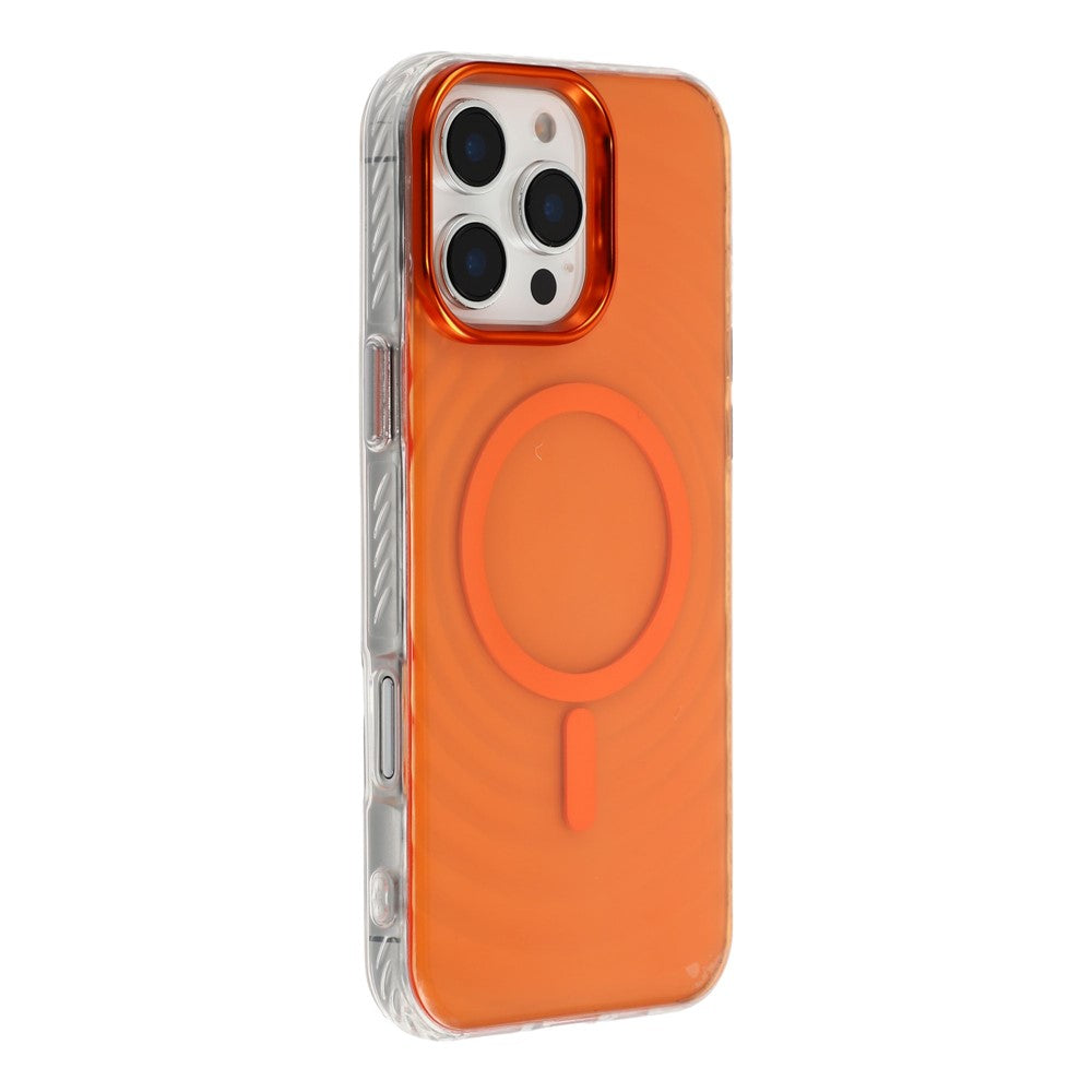 For iPhone 16 Pro Max Magnetic Case Ripple Pattern Clear Acrylic PC Protective Cover Compatible with MagSafe