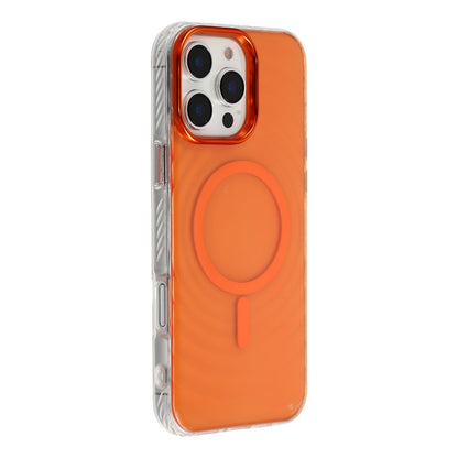 For iPhone 16 Pro Max Magnetic Case Ripple Pattern Clear Acrylic PC Protective Cover Compatible with MagSafe