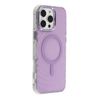 For iPhone 16 Pro Max Magnetic Case Ripple Pattern Clear Acrylic PC Protective Cover Compatible with MagSafe