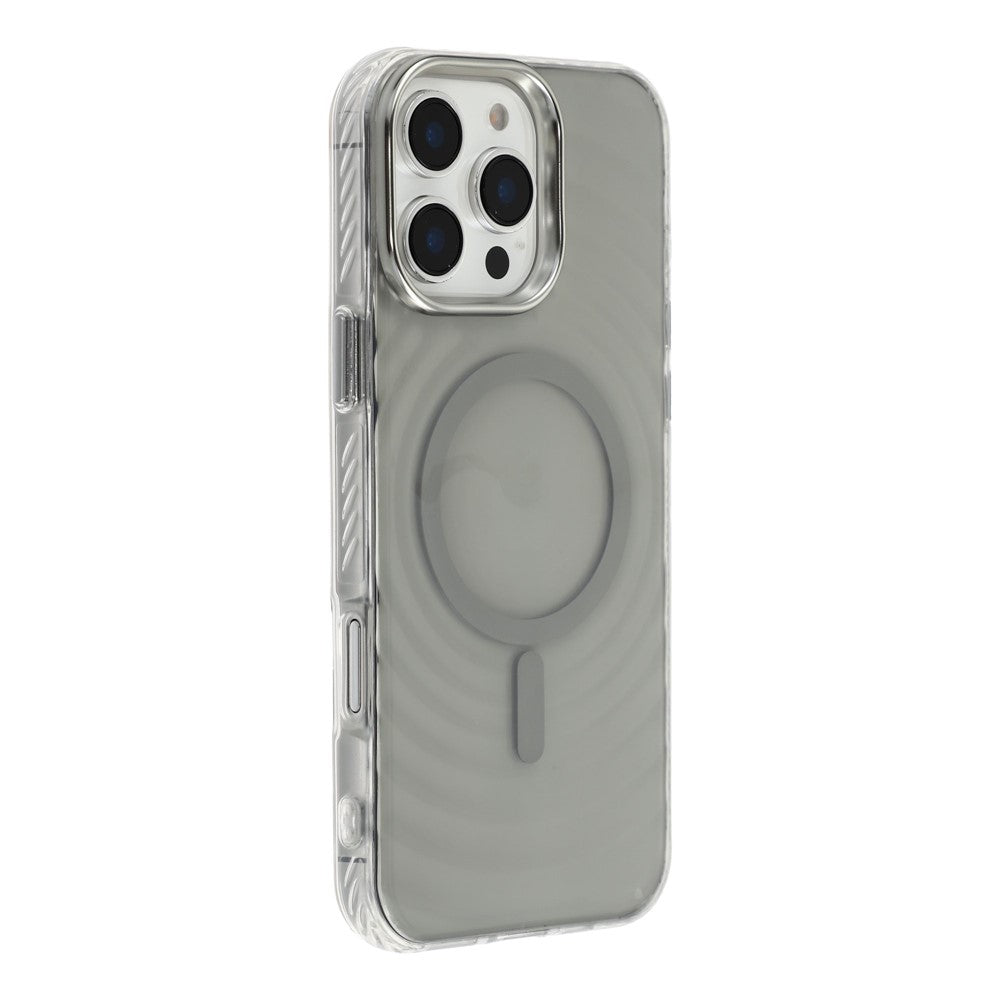 For iPhone 16 Pro Max Magnetic Case Ripple Pattern Clear Acrylic PC Protective Cover Compatible with MagSafe
