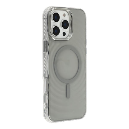 For iPhone 16 Pro Max Magnetic Case Ripple Pattern Clear Acrylic PC Protective Cover Compatible with MagSafe