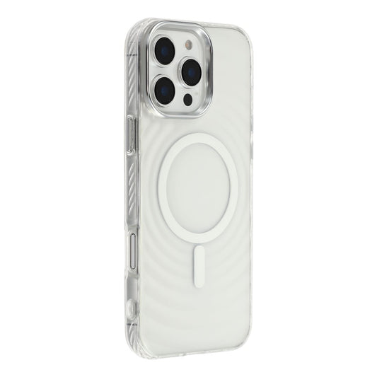 For iPhone 16 Pro Max Magnetic Case Ripple Pattern Clear Acrylic PC Protective Cover Compatible with MagSafe