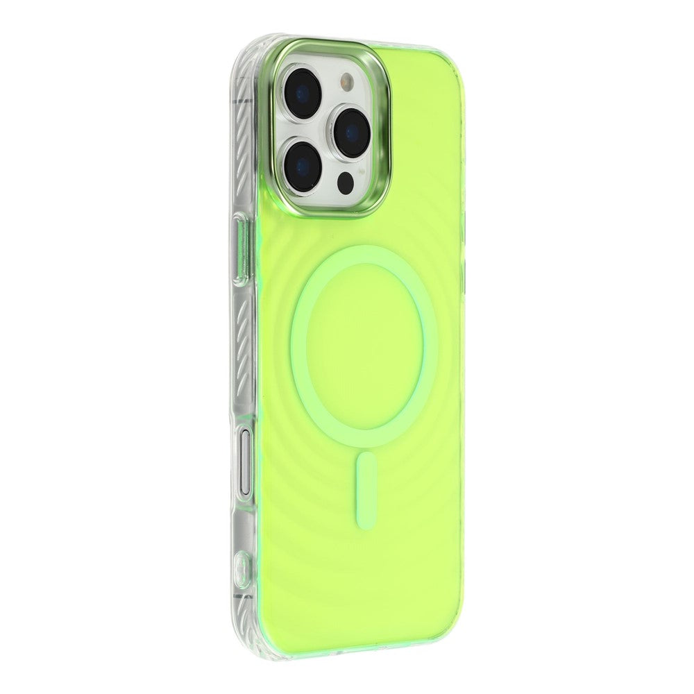 For iPhone 16 Pro Max Magnetic Case Ripple Pattern Clear Acrylic PC Protective Cover Compatible with MagSafe