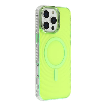For iPhone 16 Pro Max Magnetic Case Ripple Pattern Clear Acrylic PC Protective Cover Compatible with MagSafe