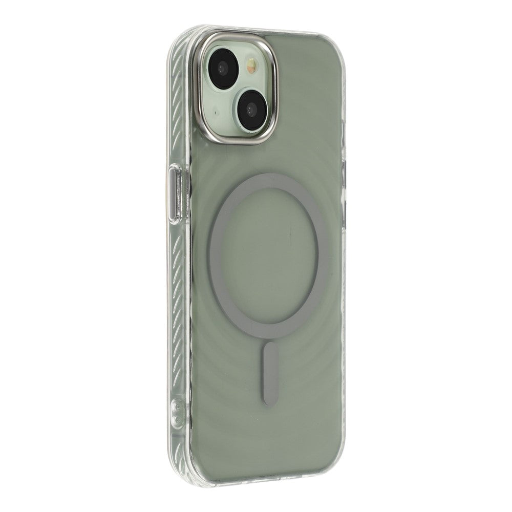 For iPhone 15 Magnetic Case Ripple Pattern Clear Acrylic PC Protective Cover Compatible with MagSafe