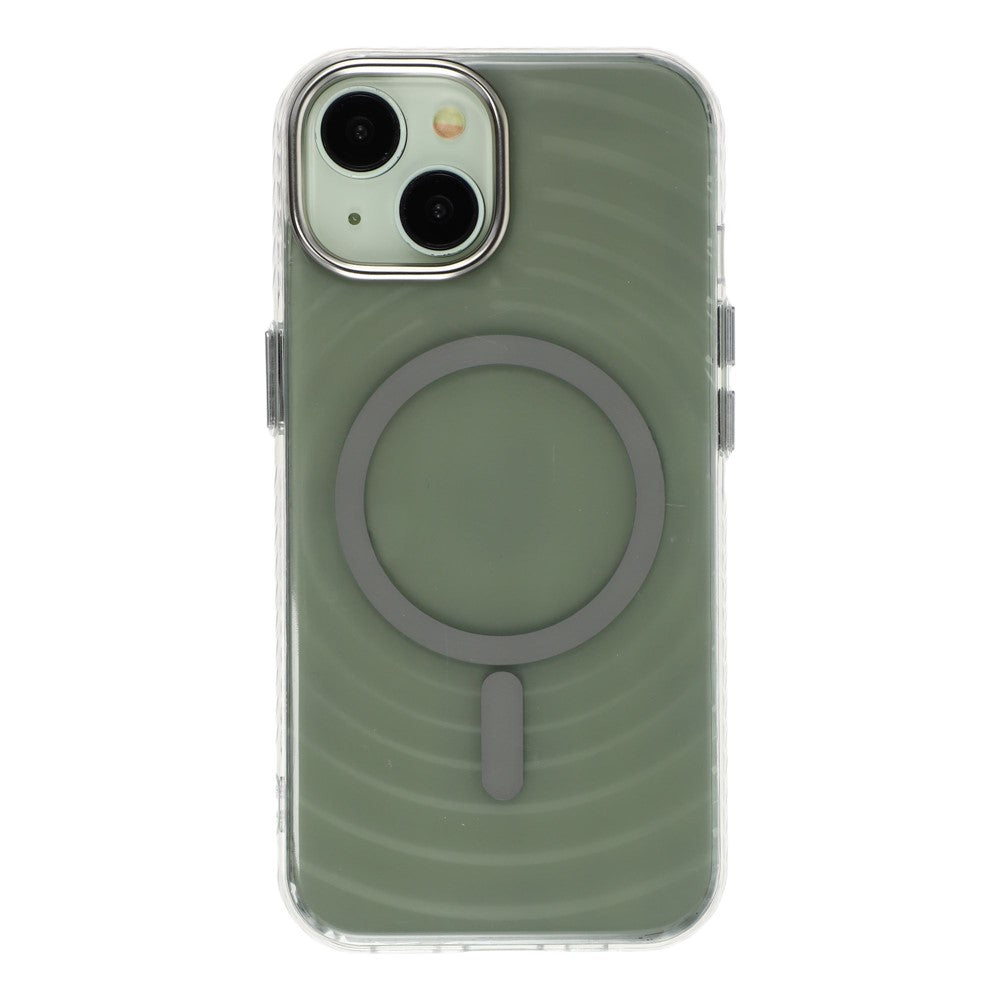 For iPhone 15 Magnetic Case Ripple Pattern Clear Acrylic PC Protective Cover Compatible with MagSafe