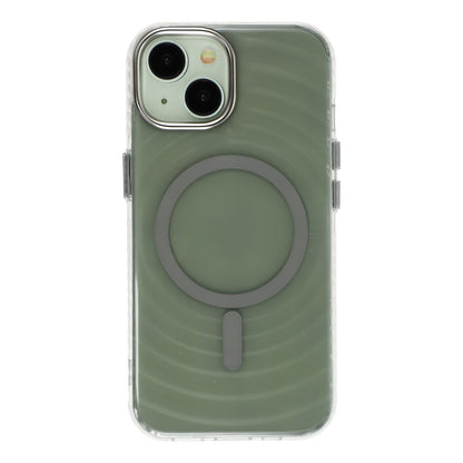 For iPhone 15 Magnetic Case Ripple Pattern Clear Acrylic PC Protective Cover Compatible with MagSafe