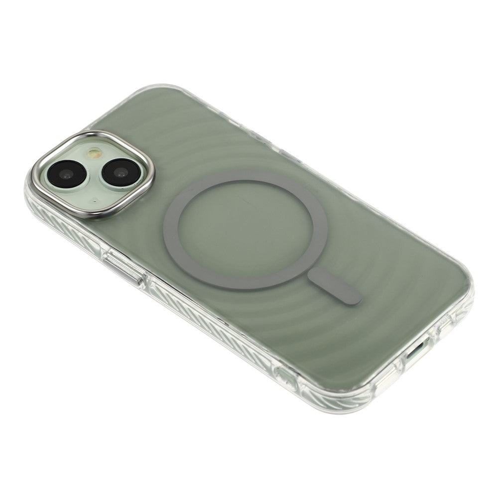 For iPhone 15 Magnetic Case Ripple Pattern Clear Acrylic PC Protective Cover Compatible with MagSafe