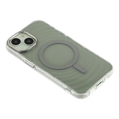 For iPhone 15 Magnetic Case Ripple Pattern Clear Acrylic PC Protective Cover Compatible with MagSafe