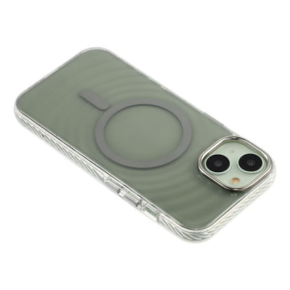 For iPhone 15 Magnetic Case Ripple Pattern Clear Acrylic PC Protective Cover Compatible with MagSafe
