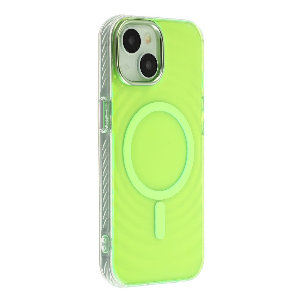 For iPhone 15 Magnetic Case Ripple Pattern Clear Acrylic PC Protective Cover Compatible with MagSafe