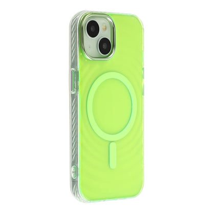 For iPhone 15 Magnetic Case Ripple Pattern Clear Acrylic PC Protective Cover Compatible with MagSafe