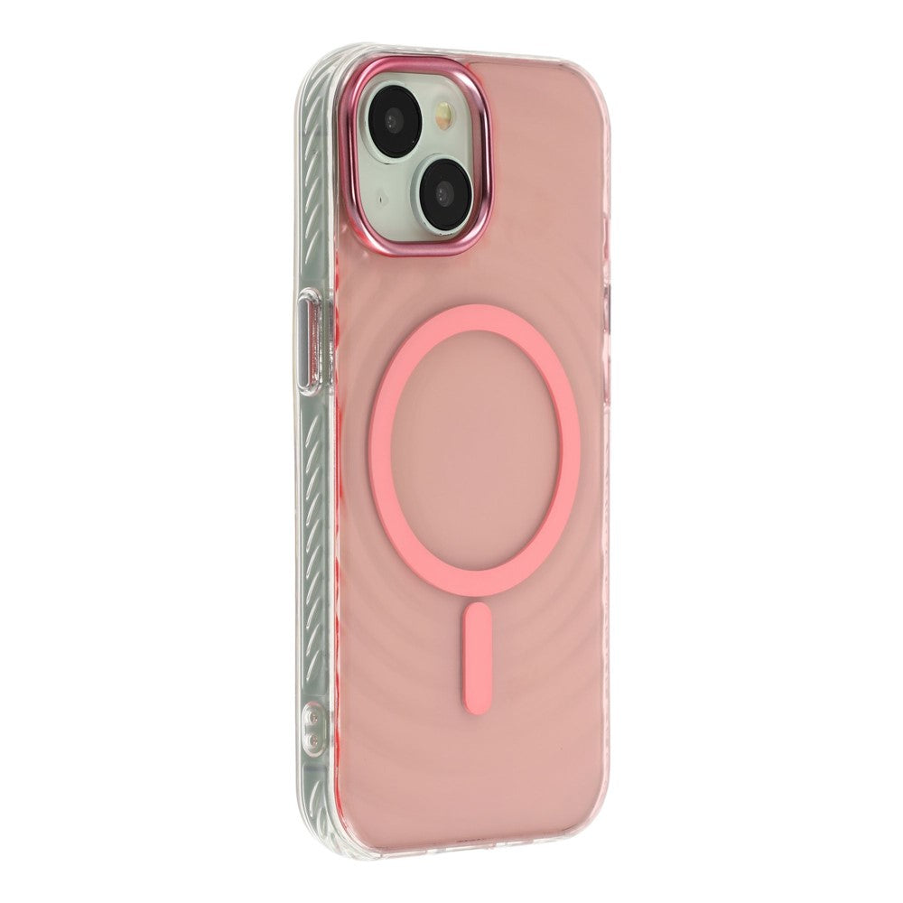 For iPhone 15 Magnetic Case Ripple Pattern Clear Acrylic PC Protective Cover Compatible with MagSafe