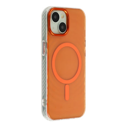 For iPhone 15 Magnetic Case Ripple Pattern Clear Acrylic PC Protective Cover Compatible with MagSafe