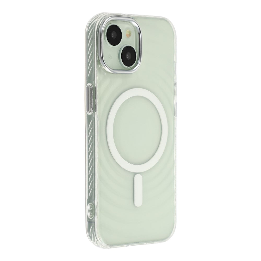 For iPhone 15 Magnetic Case Ripple Pattern Clear Acrylic PC Protective Cover Compatible with MagSafe