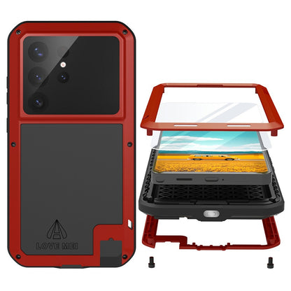 LOVE MEI For Samsung Galaxy S26 Ultra Case Metal + Silicone Full Body Phone Cover with Tempered Glass Film