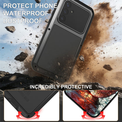 LOVE MEI For Samsung Galaxy S26+ Case Metal + Silicone Full Body Phone Cover with Tempered Glass Film