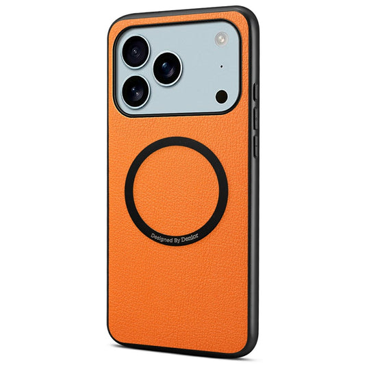 DENIOR A08+1 For iPhone 17 Pro Magnetic Case Calf Texture Leather +  PC +  TPU Phone Cover