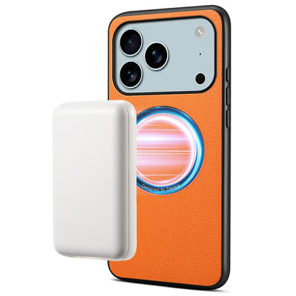 DENIOR A08+1 For iPhone 17 Pro Max Magnetic Case Calf Texture Leather + PC + TPU Phone Cover